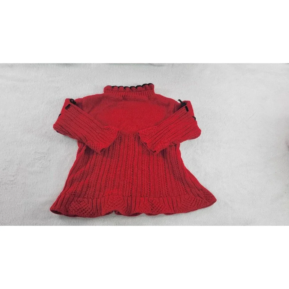 Vintage Scottish Terrier Dog Sweater Red Black Ribbon Bows Appliques 18 Months